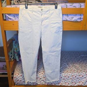 LOGO by Lori Goldstein Off-White Straight-Leg Chinos with Patch Pockets